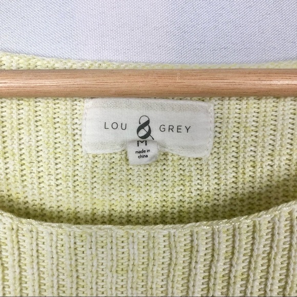 Lou & Grey Pale Yellow Round Neck Ribbed Knit Pullover Sweater M - Picture 4 of 5